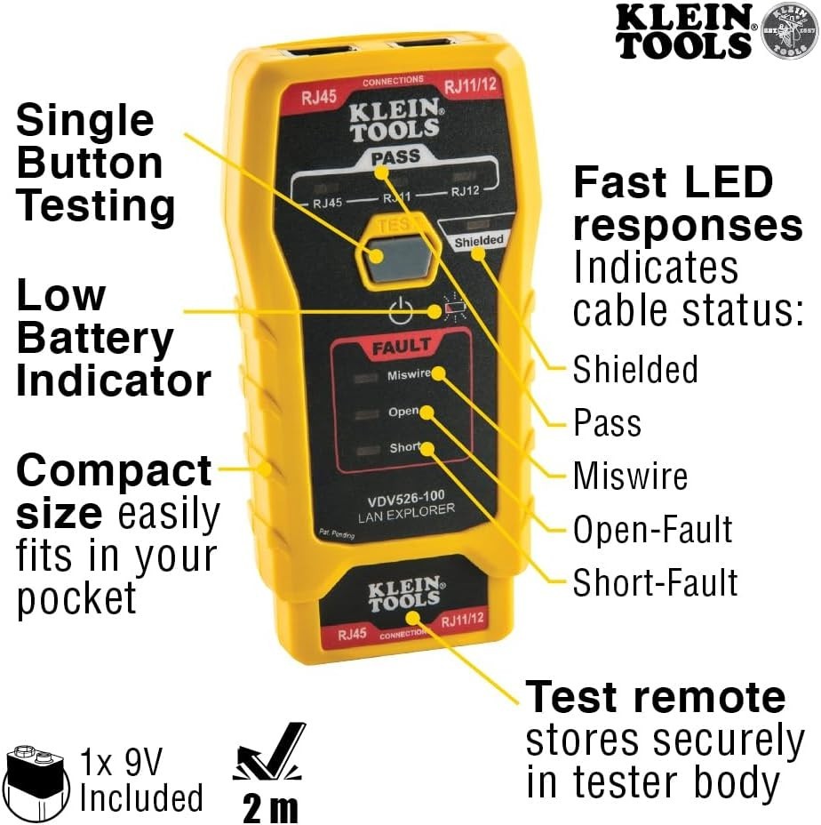 Compact 100 Network LAN Cable Tester with Remote - Perfect for Professionals