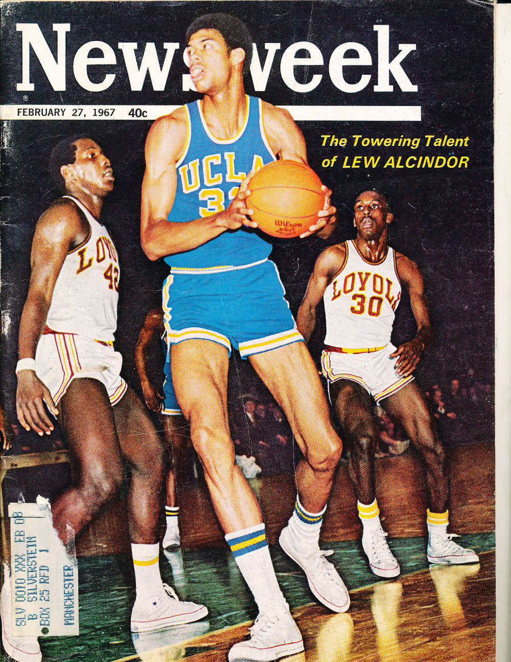 1967 2/27 newsweek Lew Alcindor UCLA em label   bxnBA12