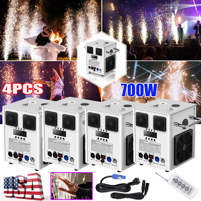4PCS Large Cold Spark Machine 700W DMX Stage Firework Machine 6.6-9.8ft Wedding