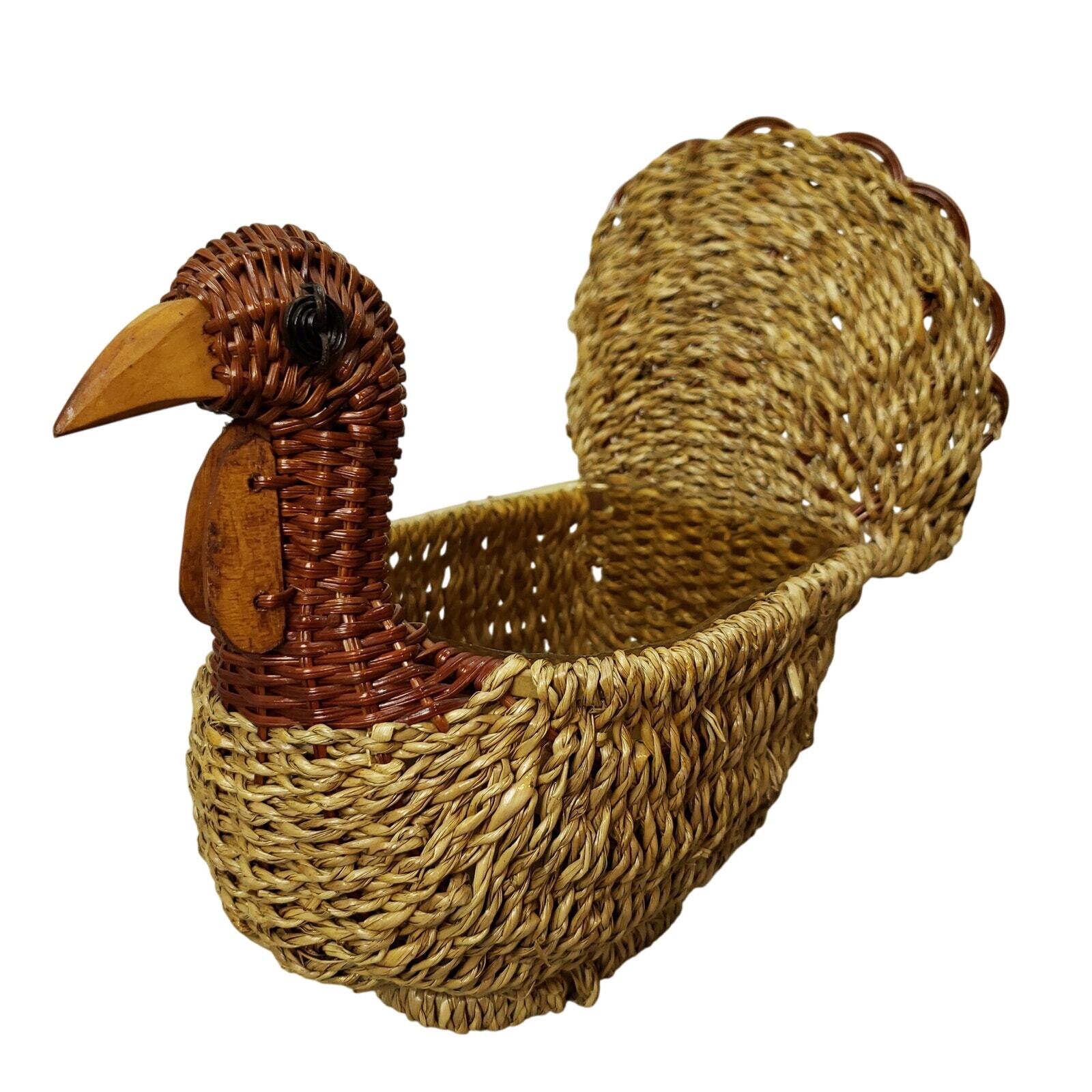 Wicker Rattan 10" Turkey Planter Basket Farmhouse Country Decor