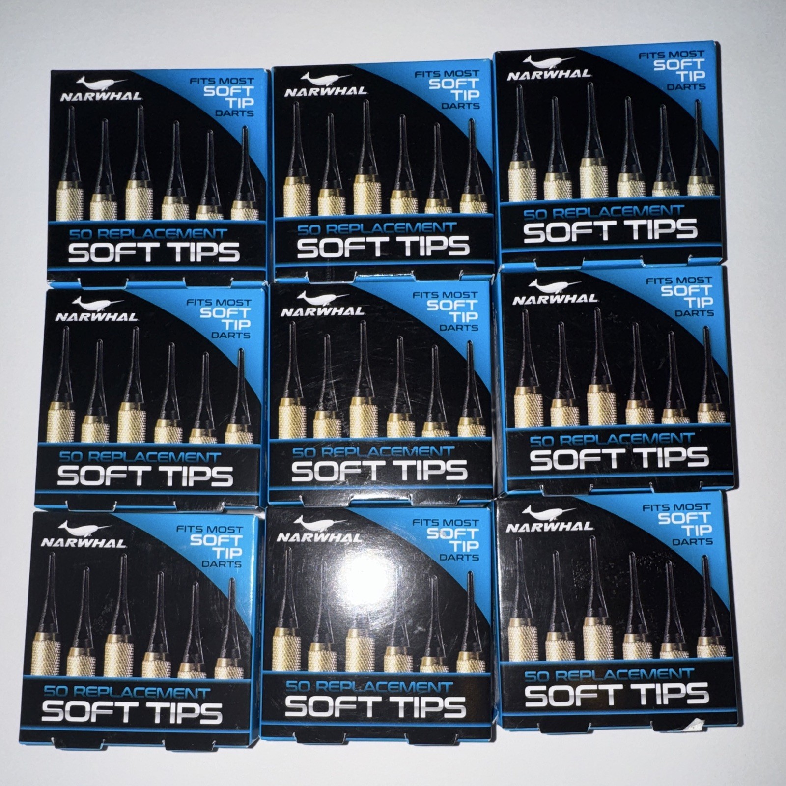 9 Boxes Of Narwhal 50 ct. (450 total) Replacement Dart Soft Tips