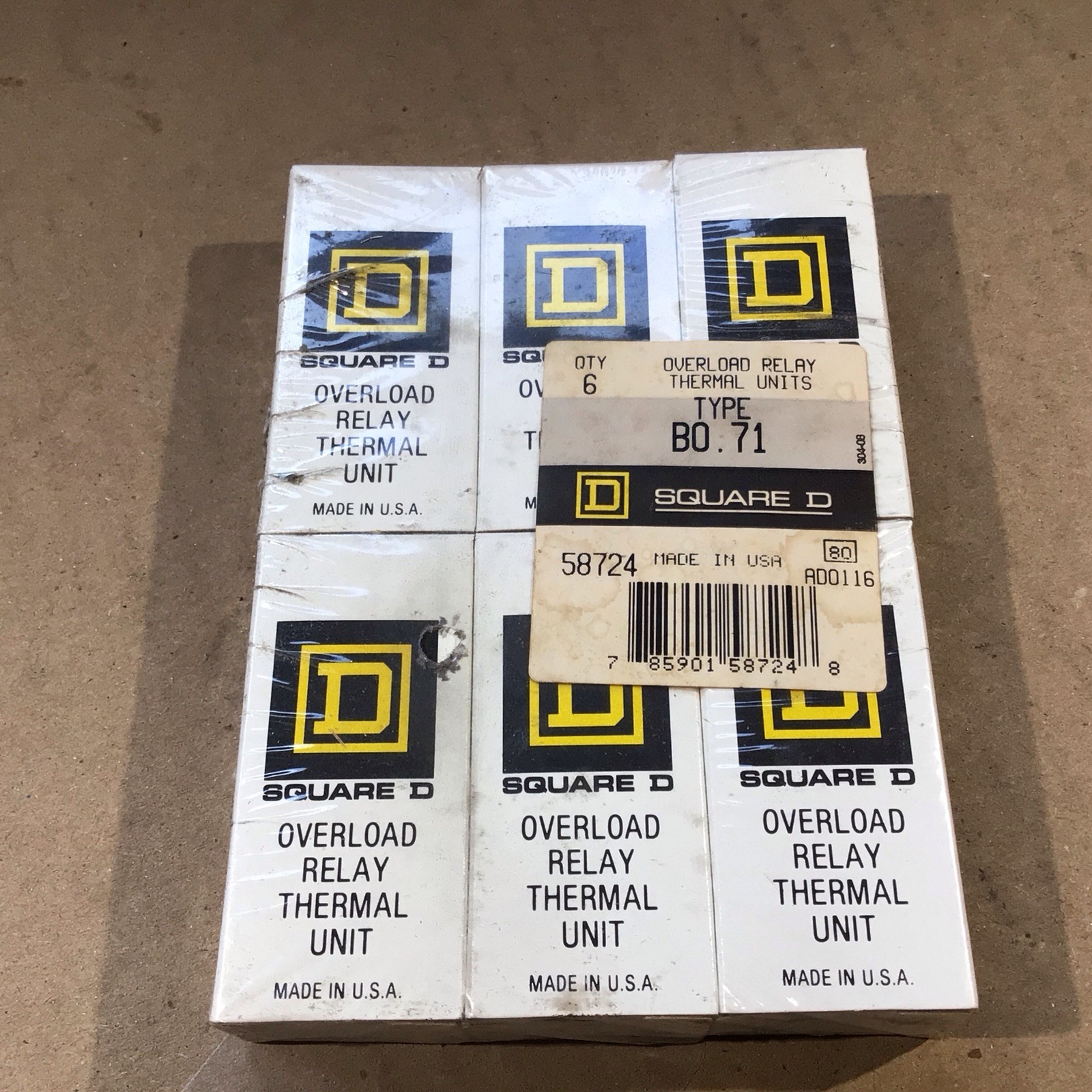 SQUARE D BO.71 THERMAL UNIT OVERLOAD RELAY (( SOLD AS LOT OF 6 in original pk. )