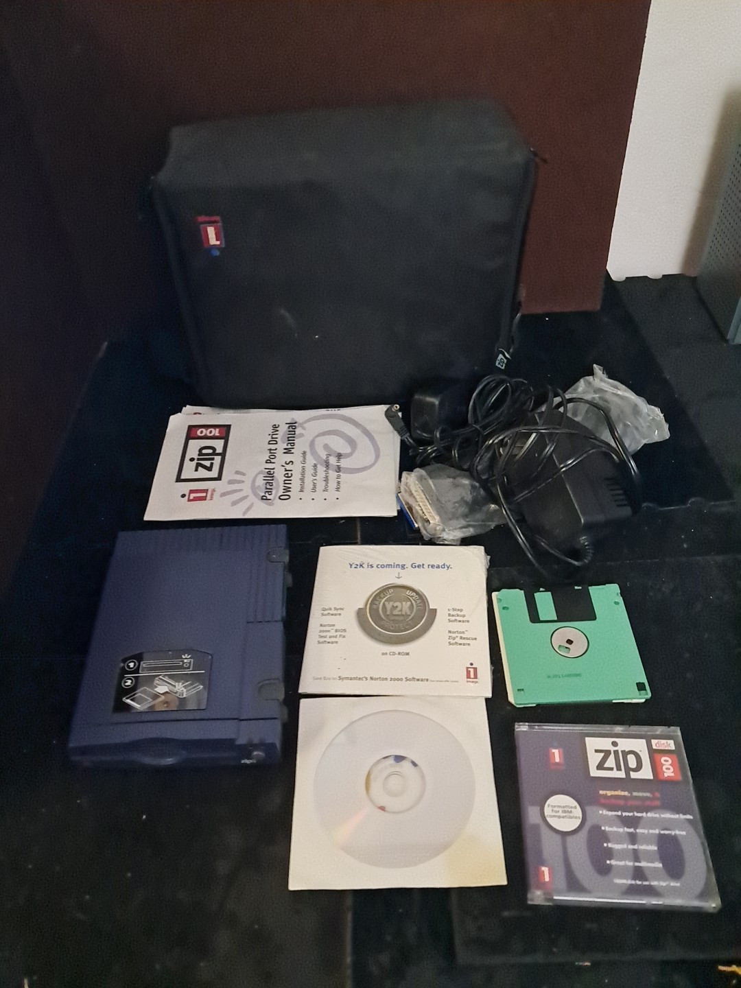 Iomega - 100MB External PC Zip Drive - Blue Plus Case, Cables, Guide, And Discs