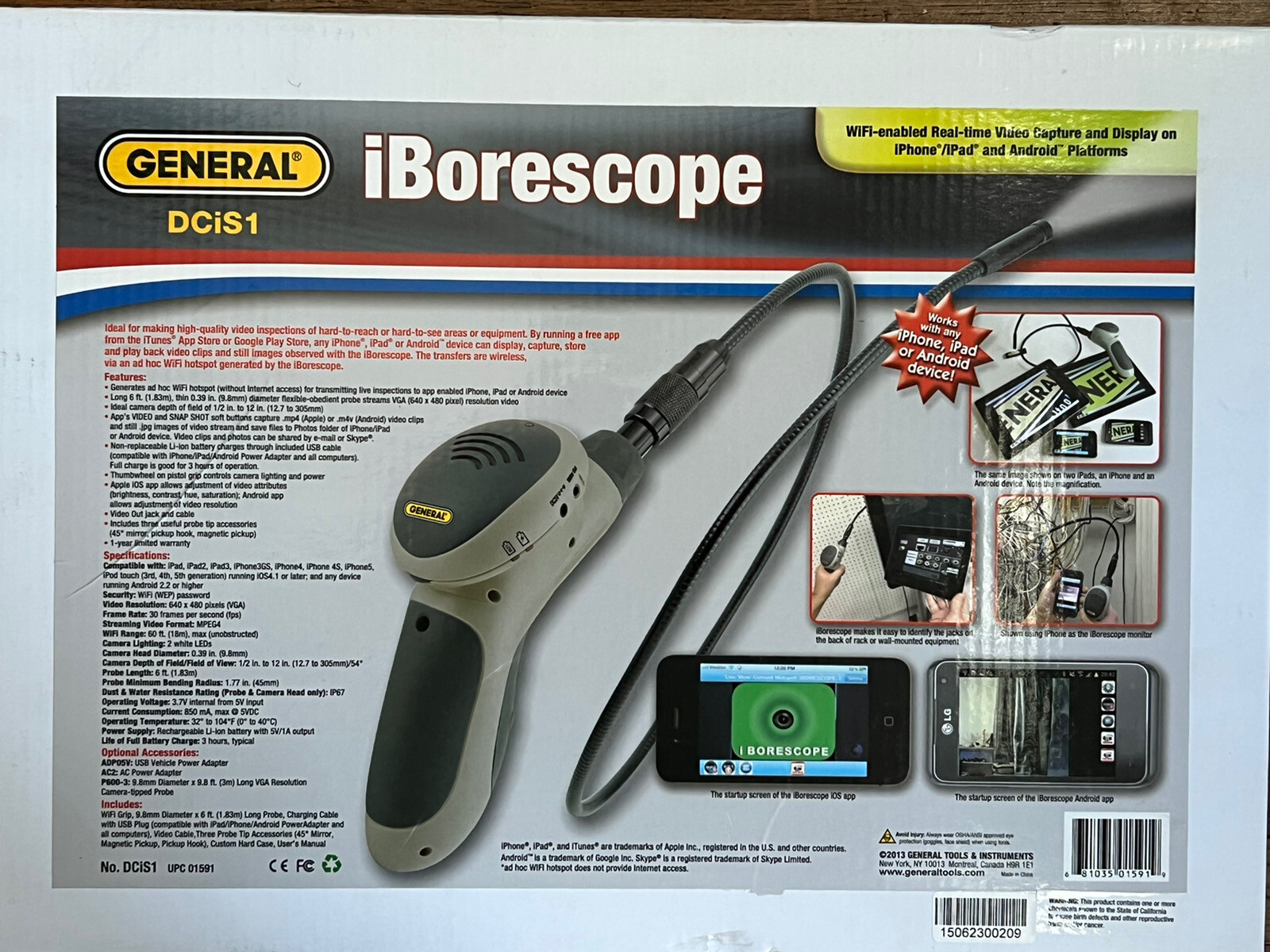 General Tools Waterproof Videoscope Inspection System - Wifi Video - Video Cap