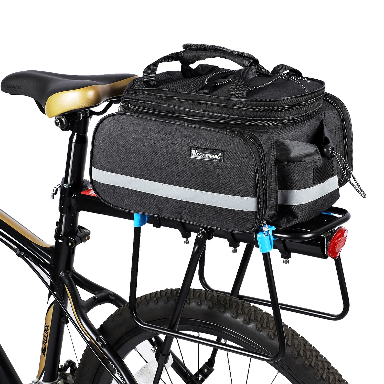 WEST BIKING Waterproof Bike Rear Rack Pack Bag Bicycle Carrier Trunk Bag Black