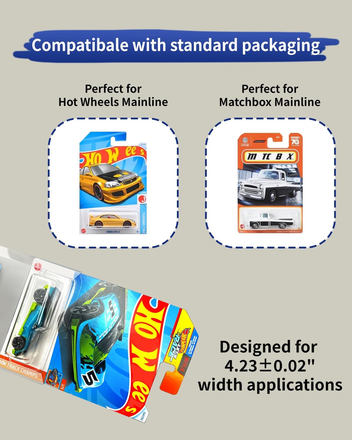 5 Pack Display Case Compatible with Hot-Wheels Match-Box Packaged Cars, Wall