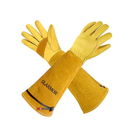 Long Gardening-Gloves Women/Men - Thorn proof Rose Pruning Heavy Large Yellow