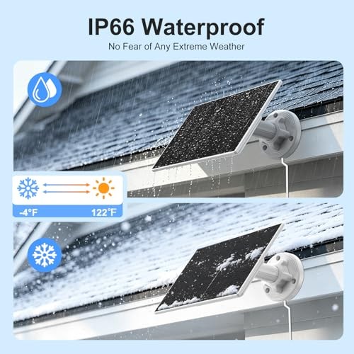 Solar Panel Charger for Ring Doorbell, Built-in 4000mAh Battery for White