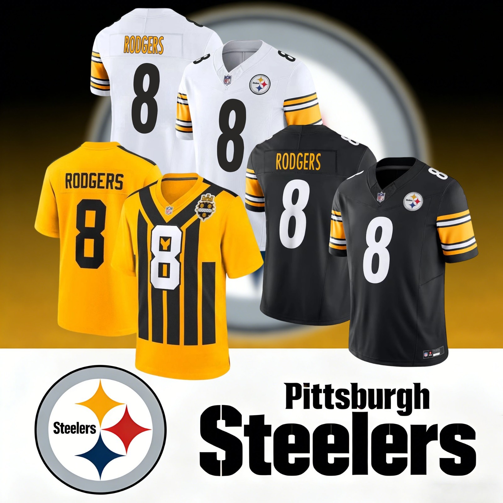 Men's Steelers #8 Aaron Rodger Game Player Limited All Stitched Jersey S-3XL-NWT