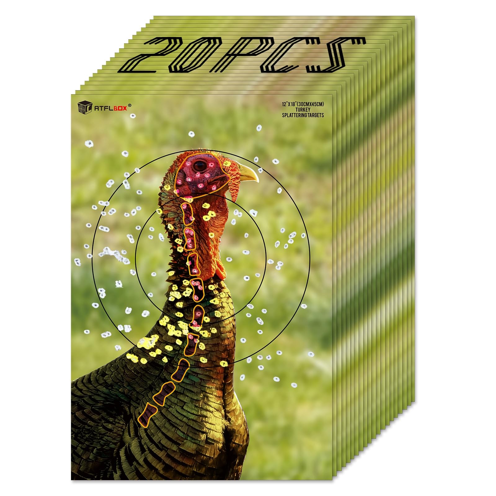 Atflbox 20Pcs 12X18 Splatter Turkey Target Stickers For Shooting Practice