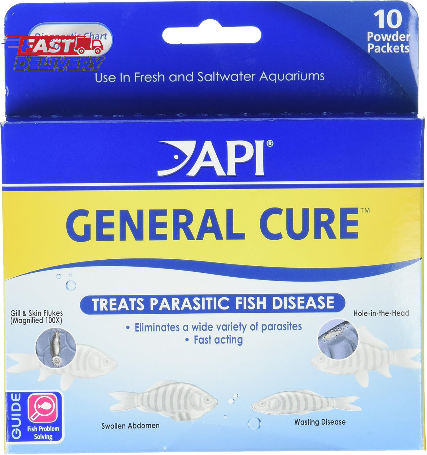 API General Cure Freshwater and Saltwater Fish Powder Medication 10-Count Box