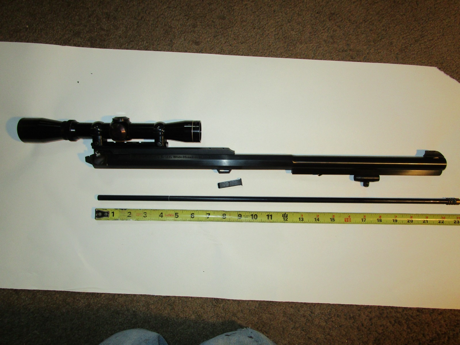 vntg 50 cal THOMPSON CENTER  WHITE MOUNTAIN CARBINE bp barrel w/ LEUPOLD scope