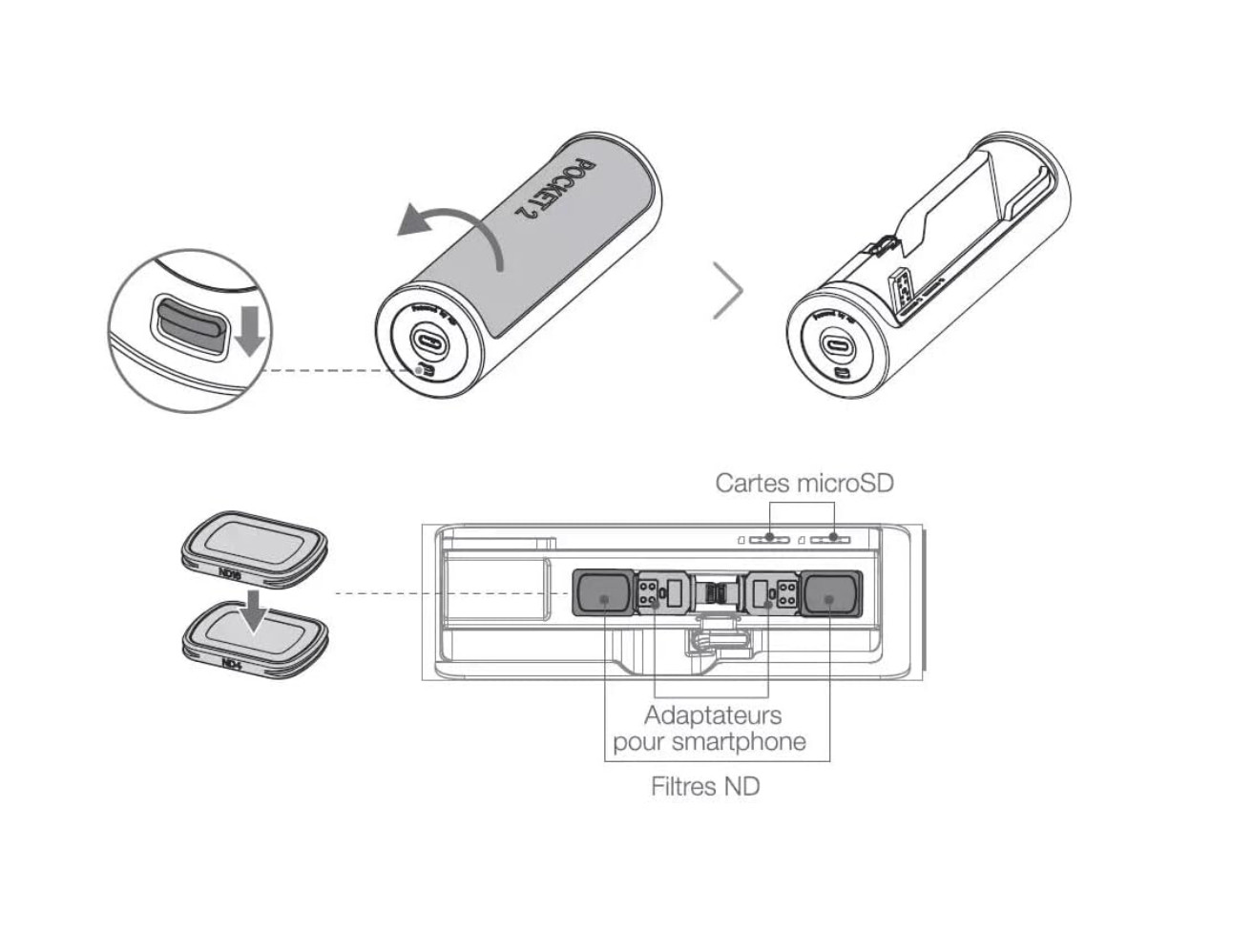 DJI Pocket 2 Charging Case - Convenient Spin-to-Open Design, Charge on Go