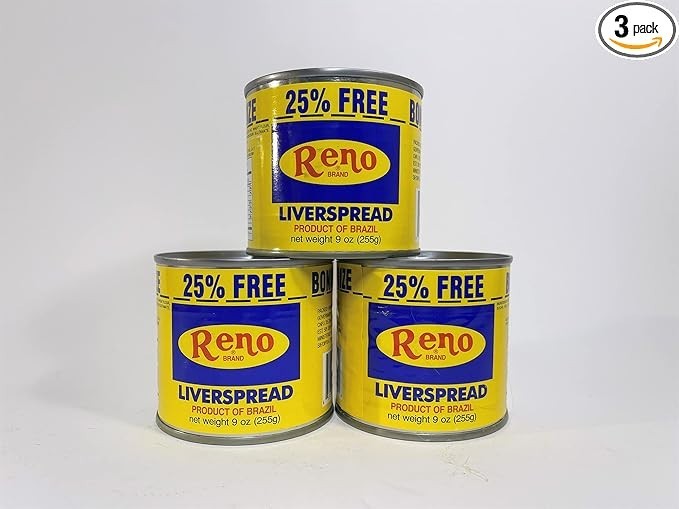 Liver Spread. By Reno Brand.  9 oz can .  Product of Brazil.  Pack of 3