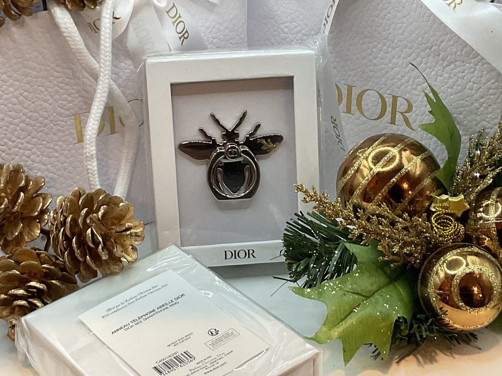 🎄Authentic DIOR Smartphone Ring Holder/Stand • Silver • NEW • DIOR Box 🎄
