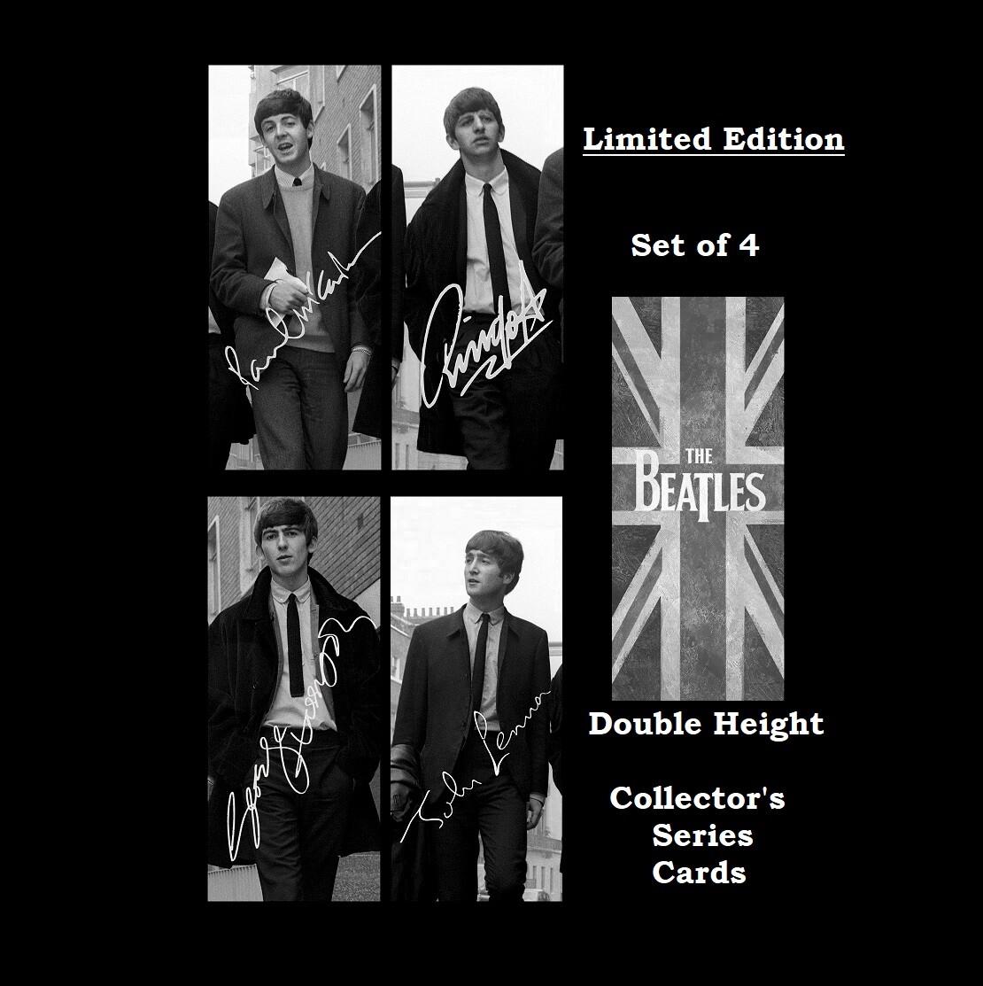 AWESOME Set 4 BEATLES JOHN PAUL GEORGE RINGO Memorabilia Collectible Art Card bw