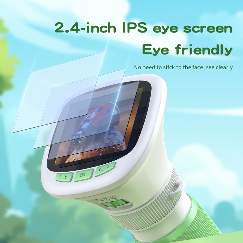 2.4'' Ips Kids Digital Microscope Handheld Rechargeable Science Exploration Tool