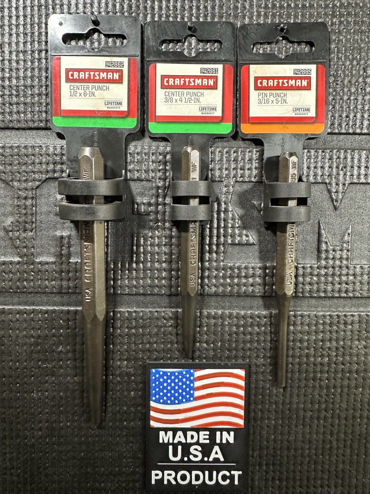 NOS 🔥 Craftsman USA 🇺🇸 Center & Pin Punches On Card 42861 42862 42885 Minty