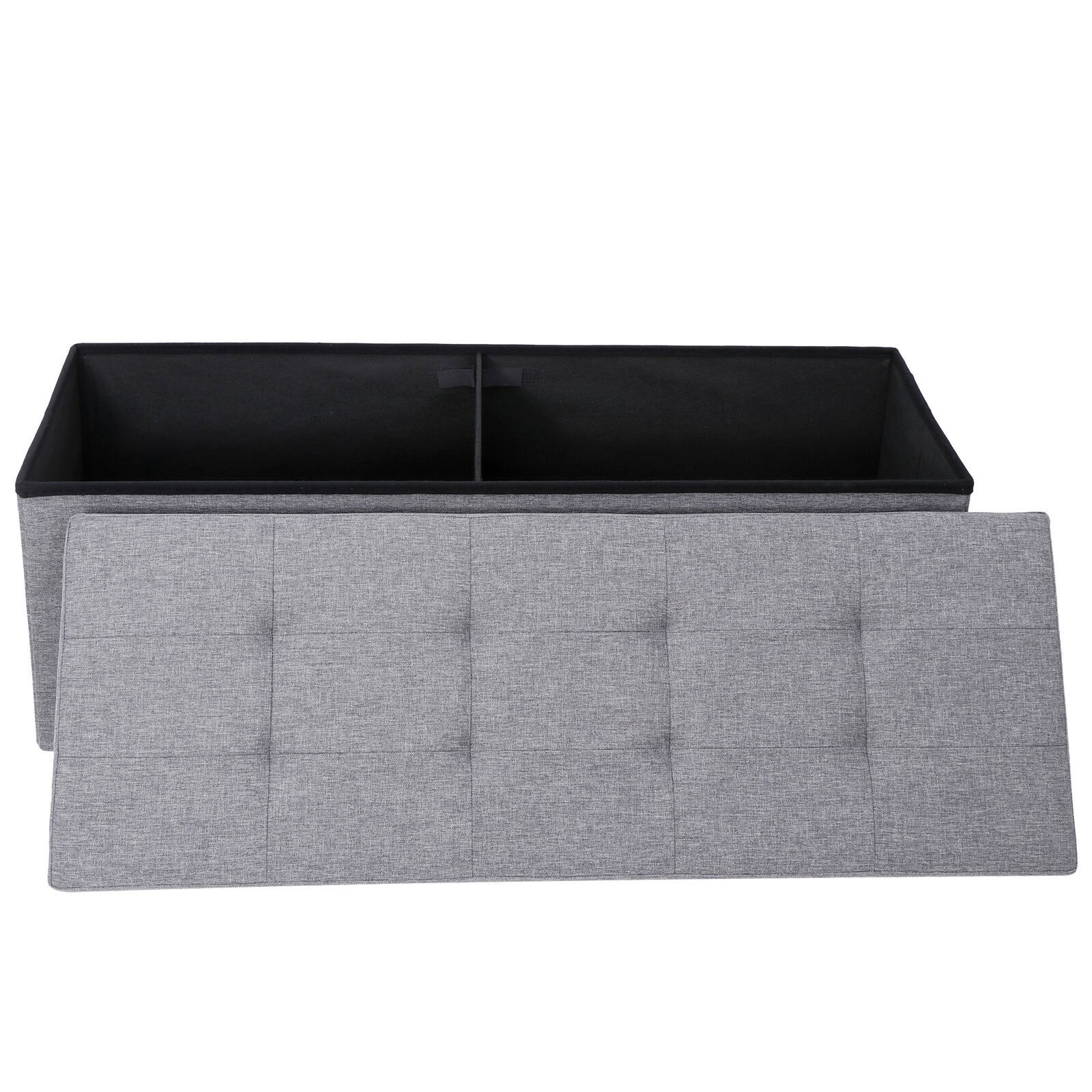 43"Storage Bench Chest Food Stool 8 Stitching Grey Footstools Ottoman Bench