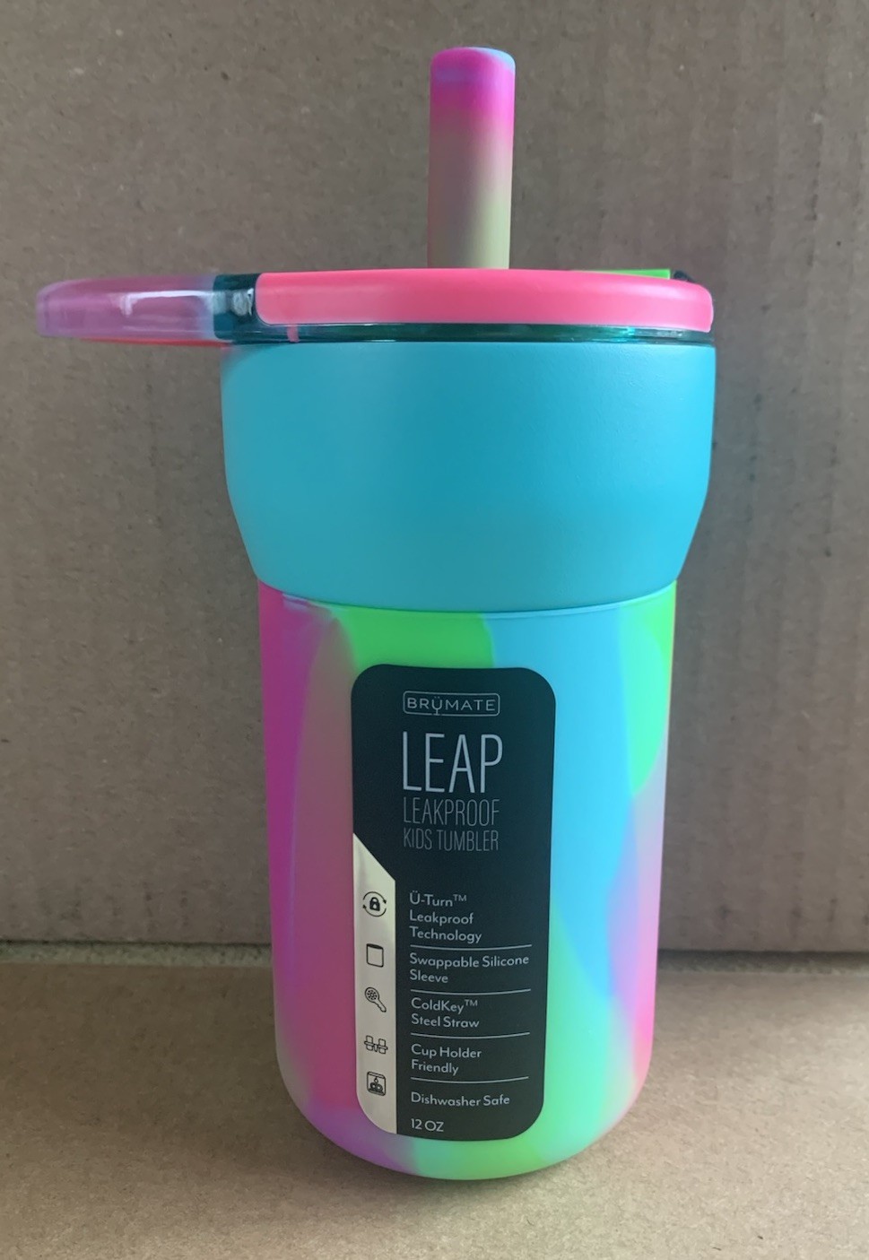 Brumate Kids Leap Tumbler 12oz Neon Swirl Limited Edition New ✅