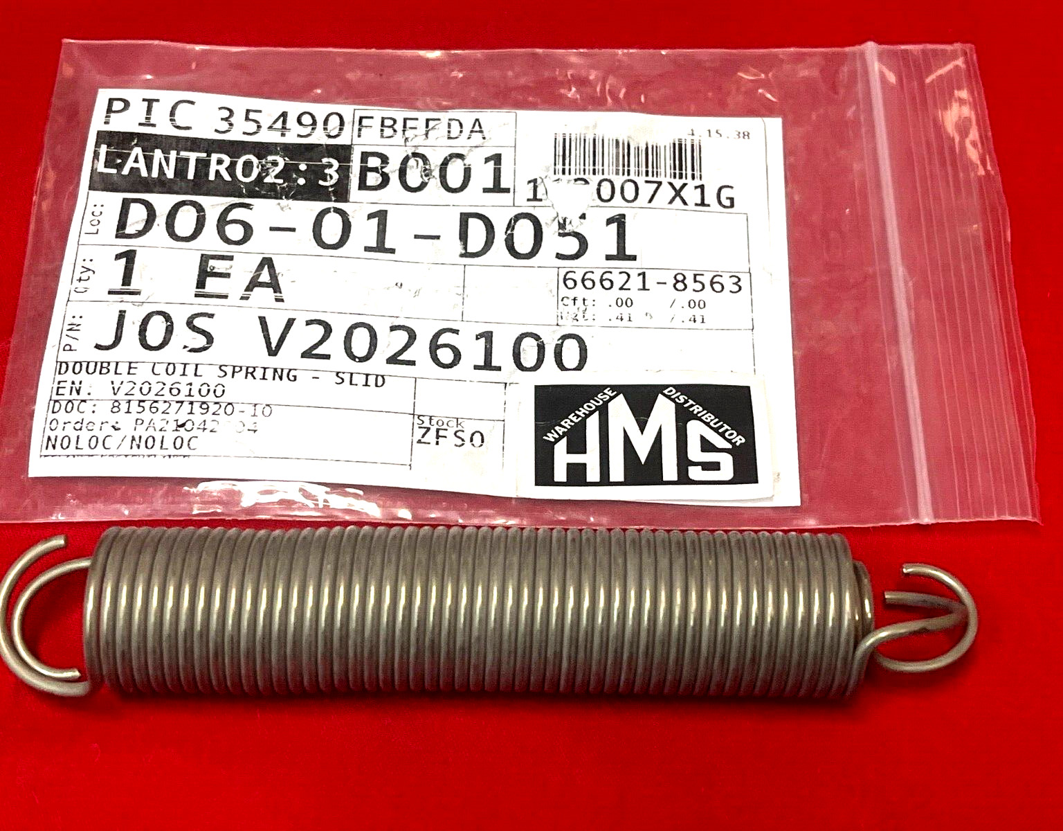 JOS V2026100 JOST FITH WHEEL-DOUBLE COIL JAW SPRING - SLIDE BRACKET, V2026100