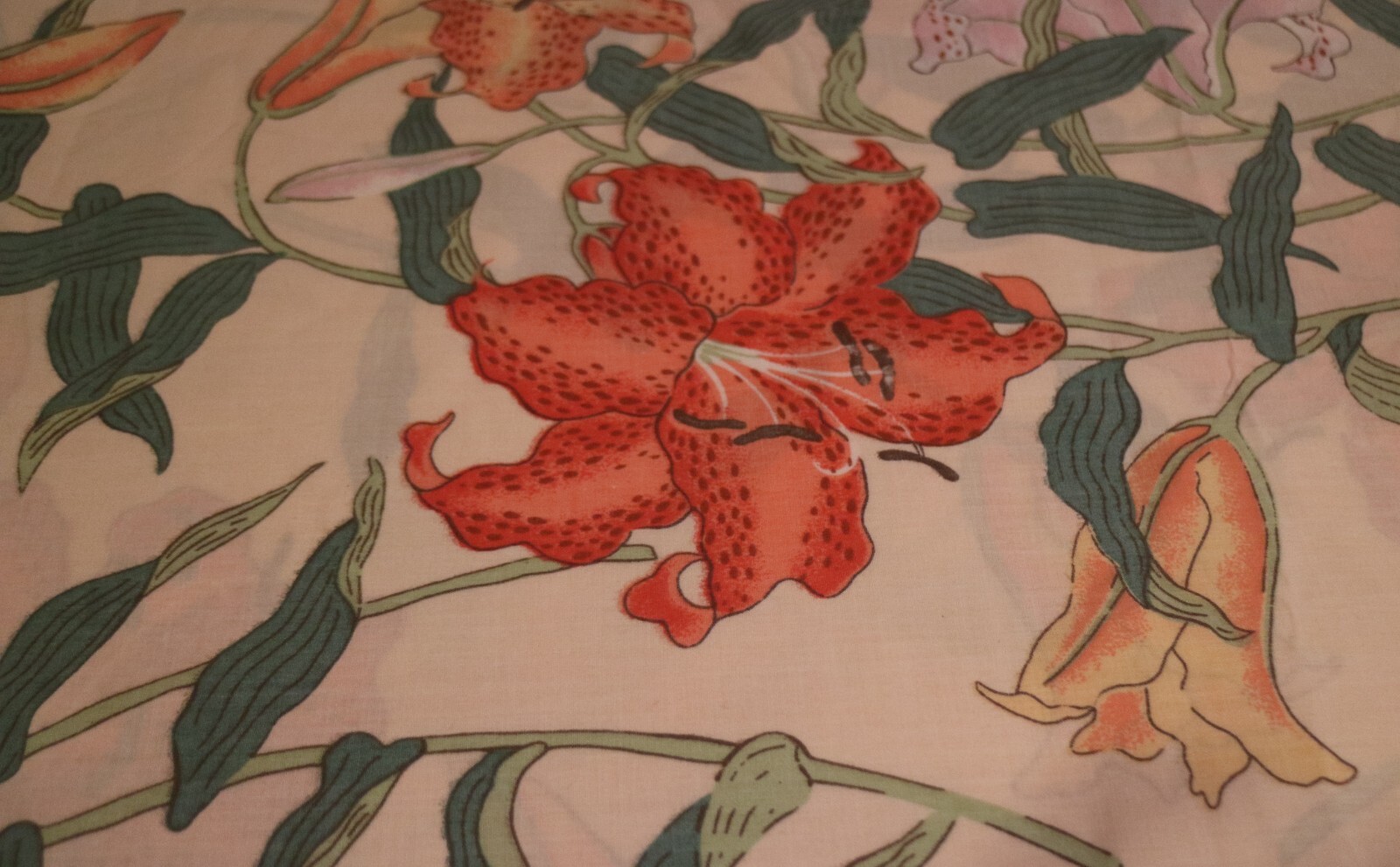 Vtg Wamsutta Supercale Plus Twin Flat Sheet Percale No Iron 50/50 Peach Floral