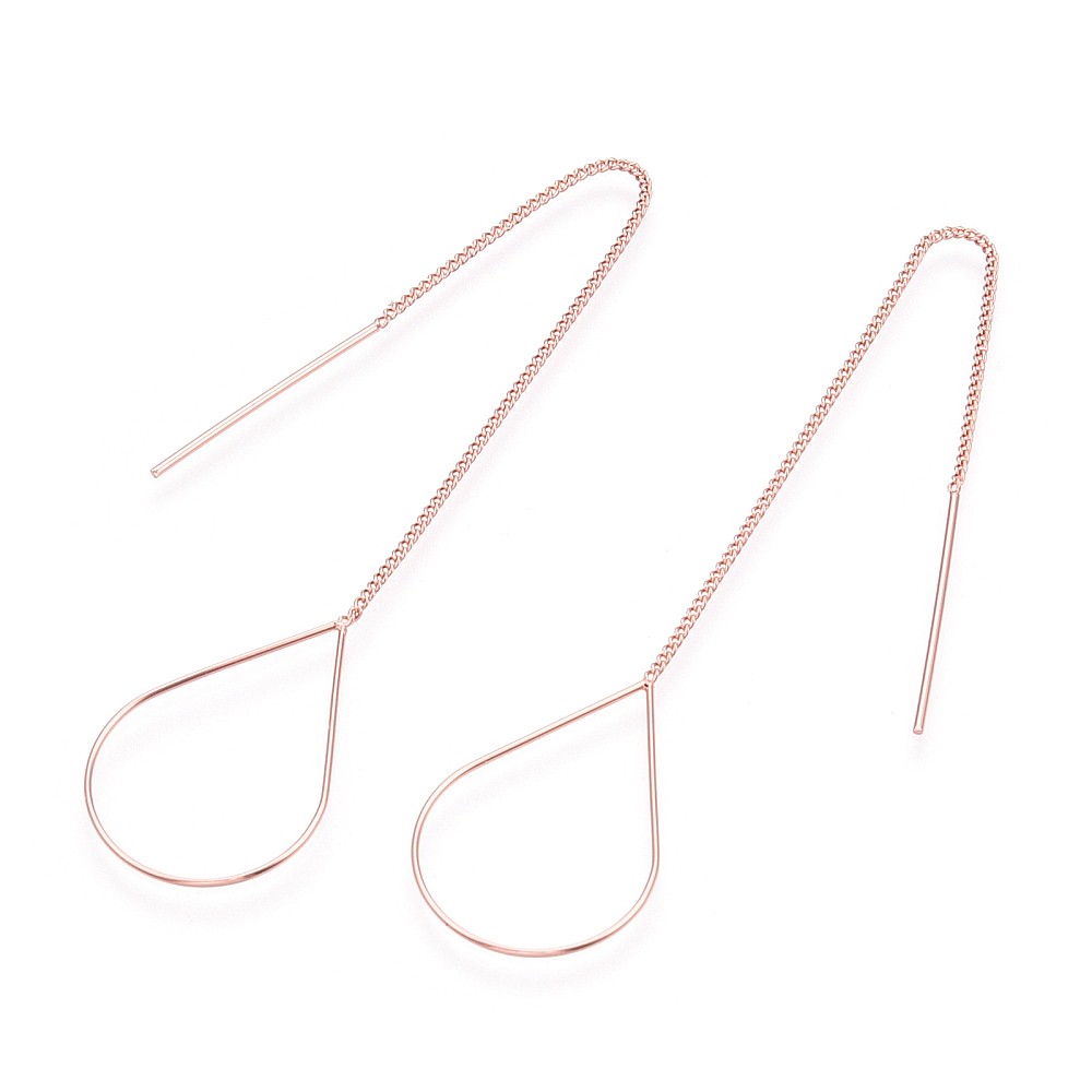 30x Stud Earring Finding Brass Gold Plated Teardrop Ear Thread w/Pin for Jewelry