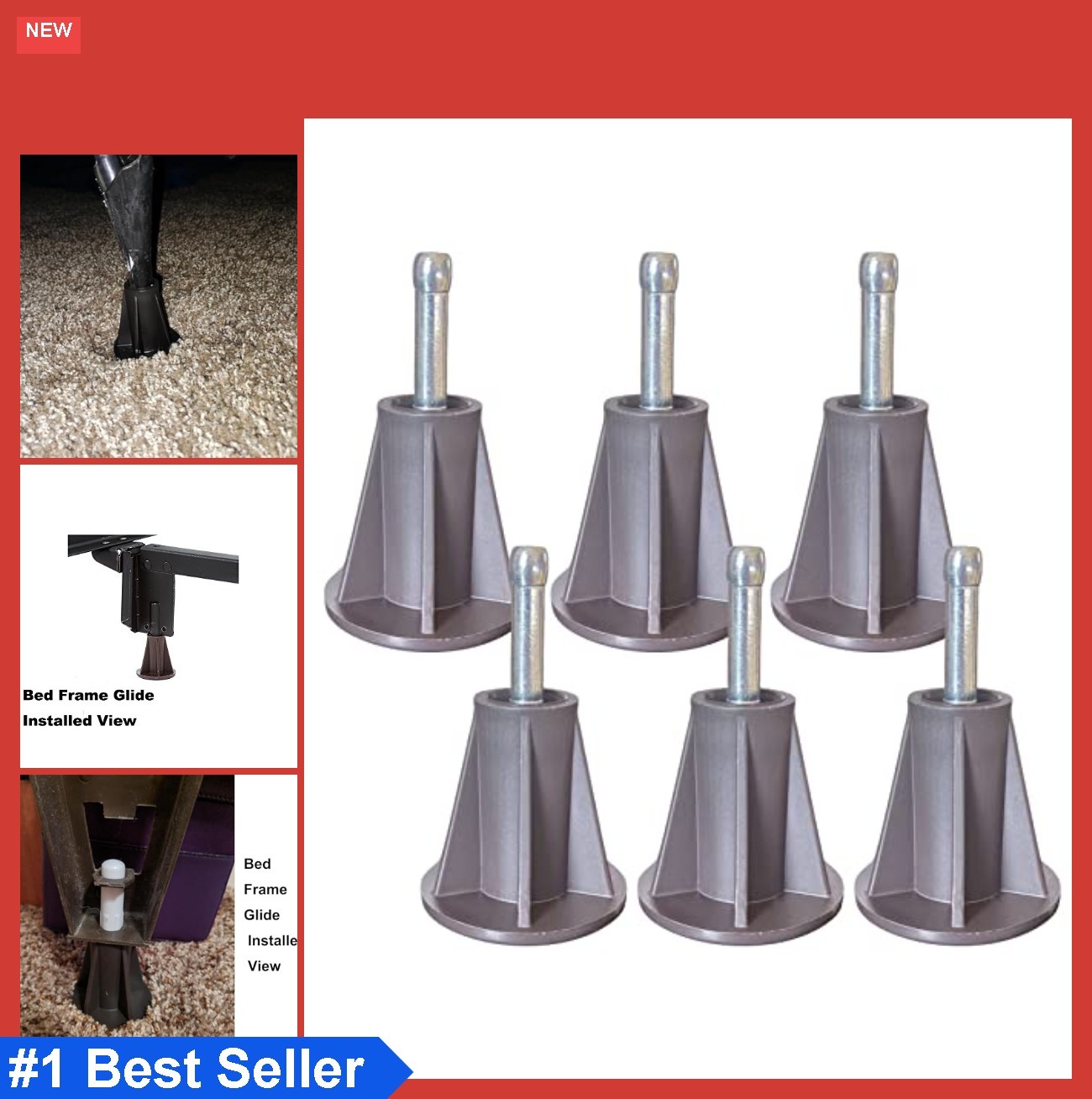 Bed Frame Feet Replacement Steel Stem 6 Pack Prevent Sliding Protect Floors