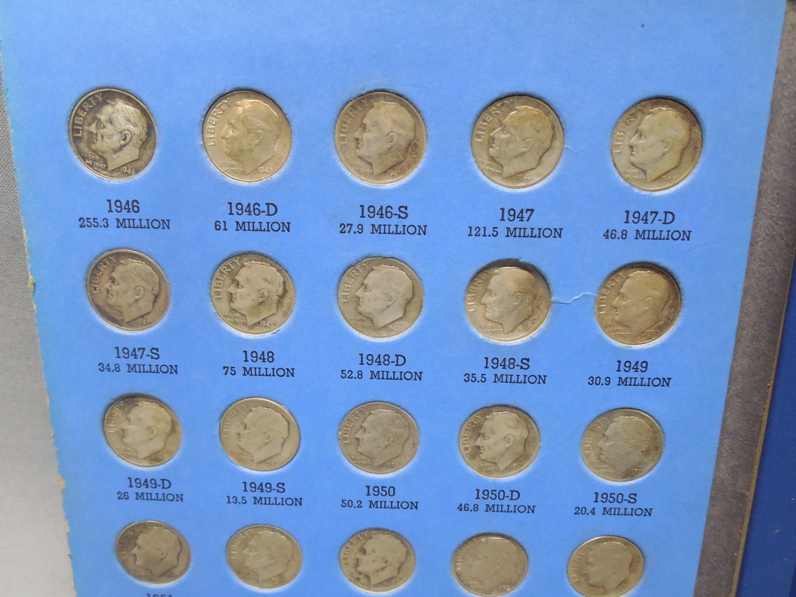 Roosevelt Dime Complete Collection (48 coins) 90% Silver In Whitman Folder