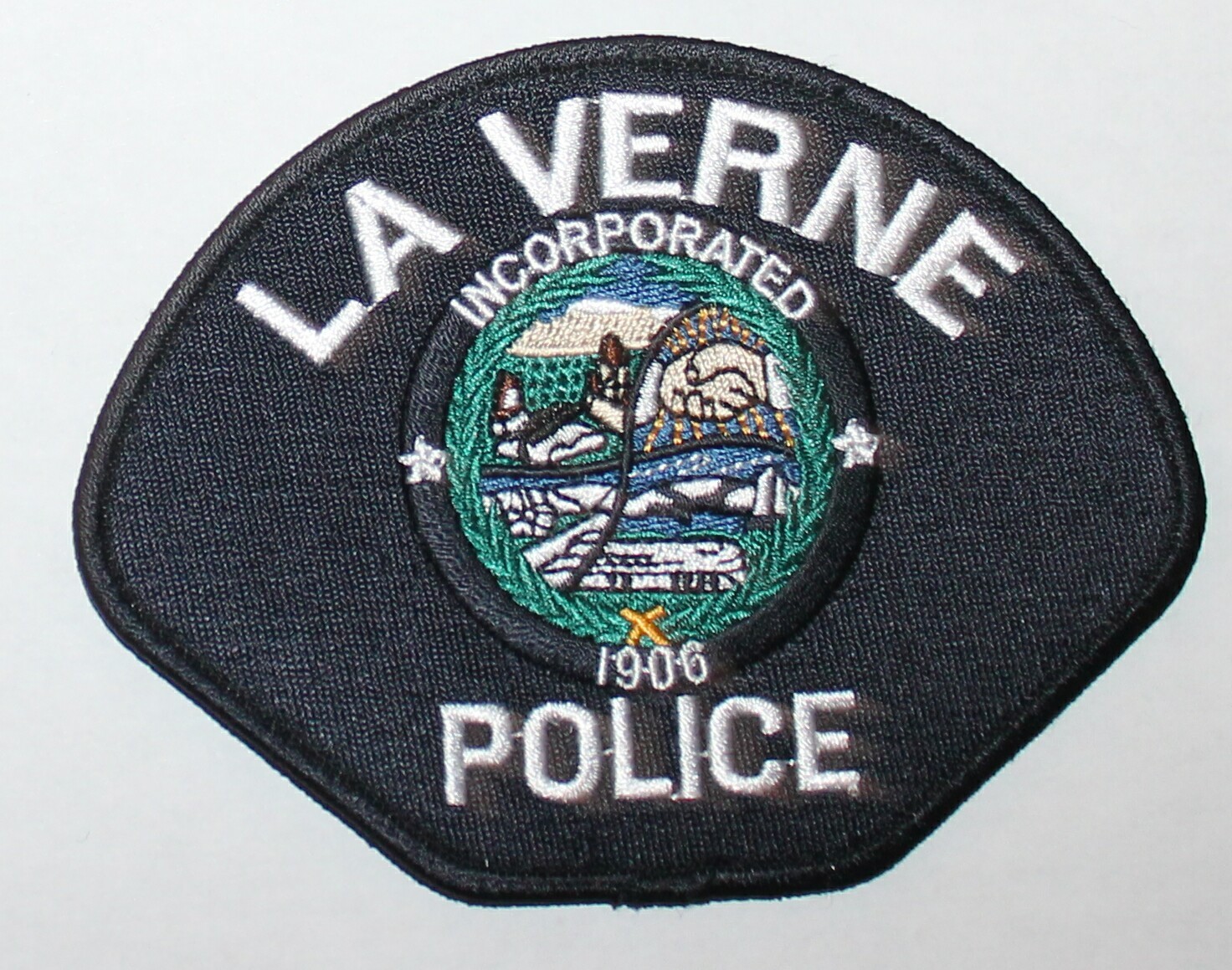 LA VERNE POLICE Los Angeles County California White Letters 2011 Version Used