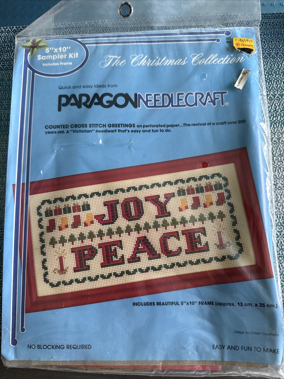 NEW Vintage Perforated Paper Cross “NOEL” Stitch Kit With Frame