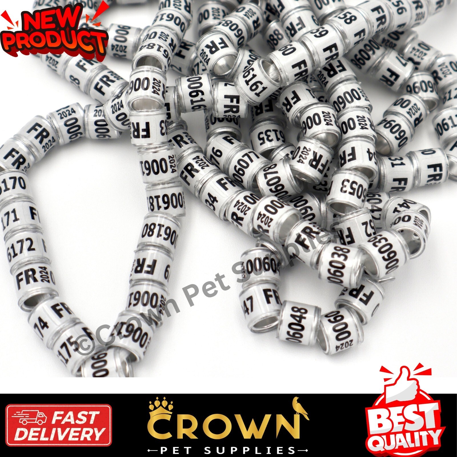 50 Pcs Pigeon Leg Bands Rings With Word Earrings Quality Durable White Color