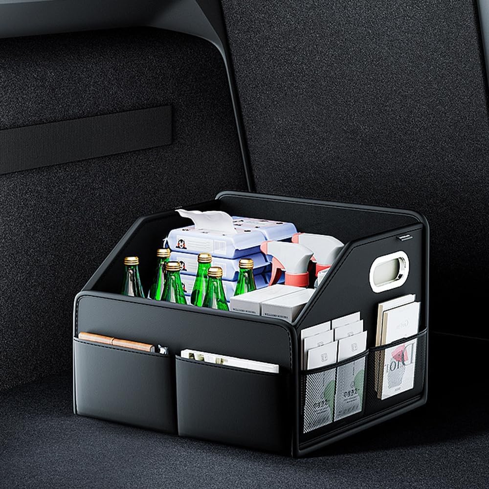 Leather Car Trunk Storage Box 22.5L - Multifunctional Organizer
