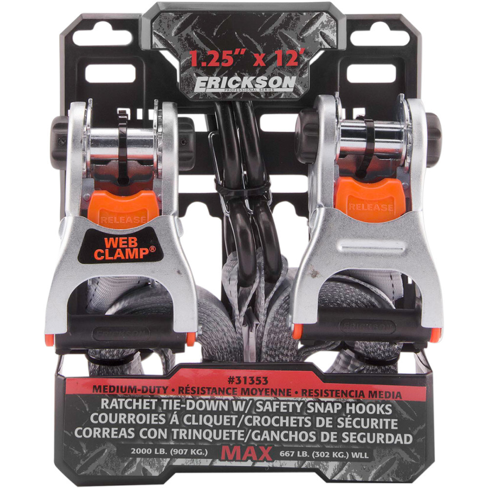 Erickson Ratchet Tie-Down - 1.35" x 12' - Gray | 31353