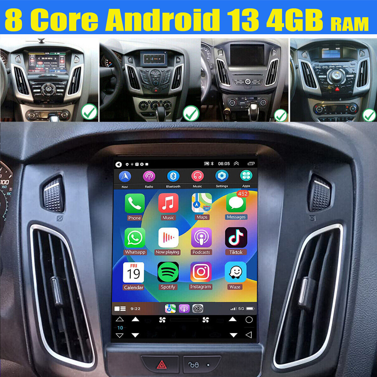 Carplay Car Radio Stereo Carplay For 2012-2018 Ford Focus Radio EQ FM RDS Camera