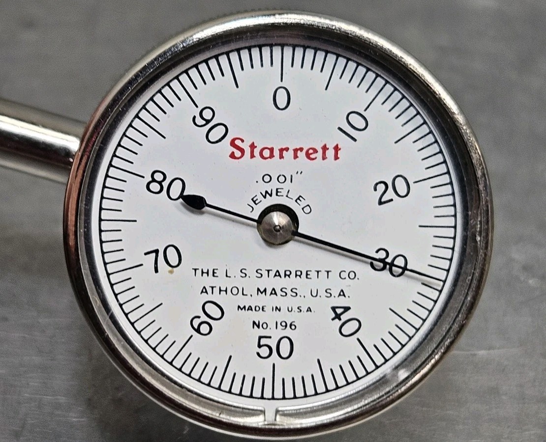 Starrett No. 196 dial indicator set with an Enco magnetic base