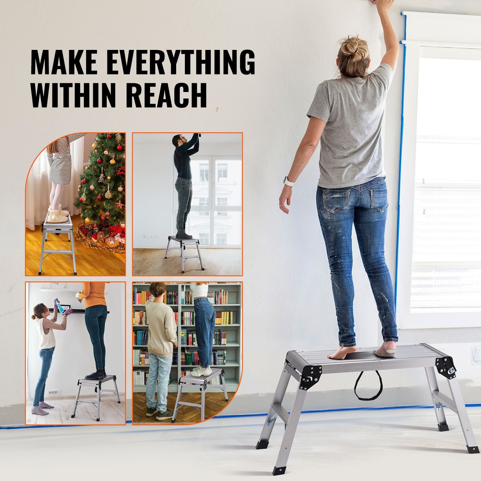 Folding Work Platform, 330 lbs Load Capacity, Aluminum Drywall Stool Ladder