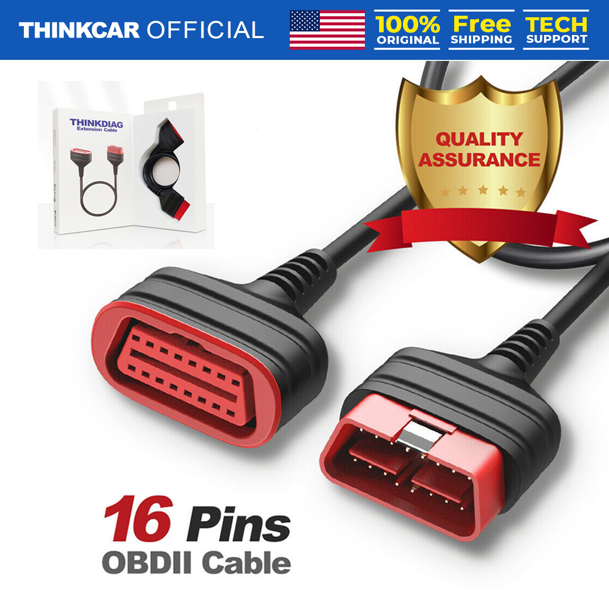 ThinkDiag 16 Pin OBD2 Male to Female Diagnostic Tool Extension Cable Adapter