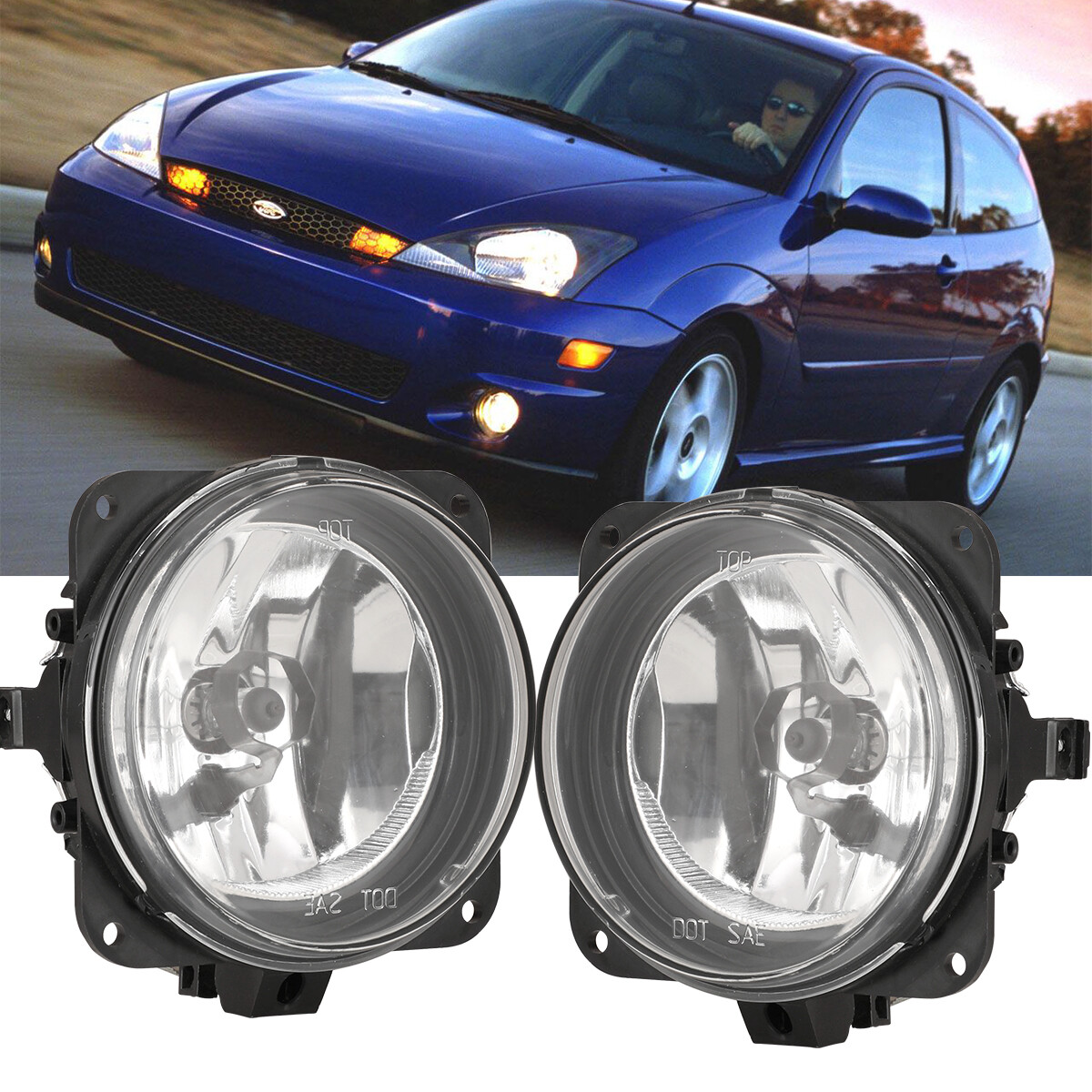 Fog Lights For 2000-2005 Ford Focus SVT Driving Front Bumper Lamps Clear Lens