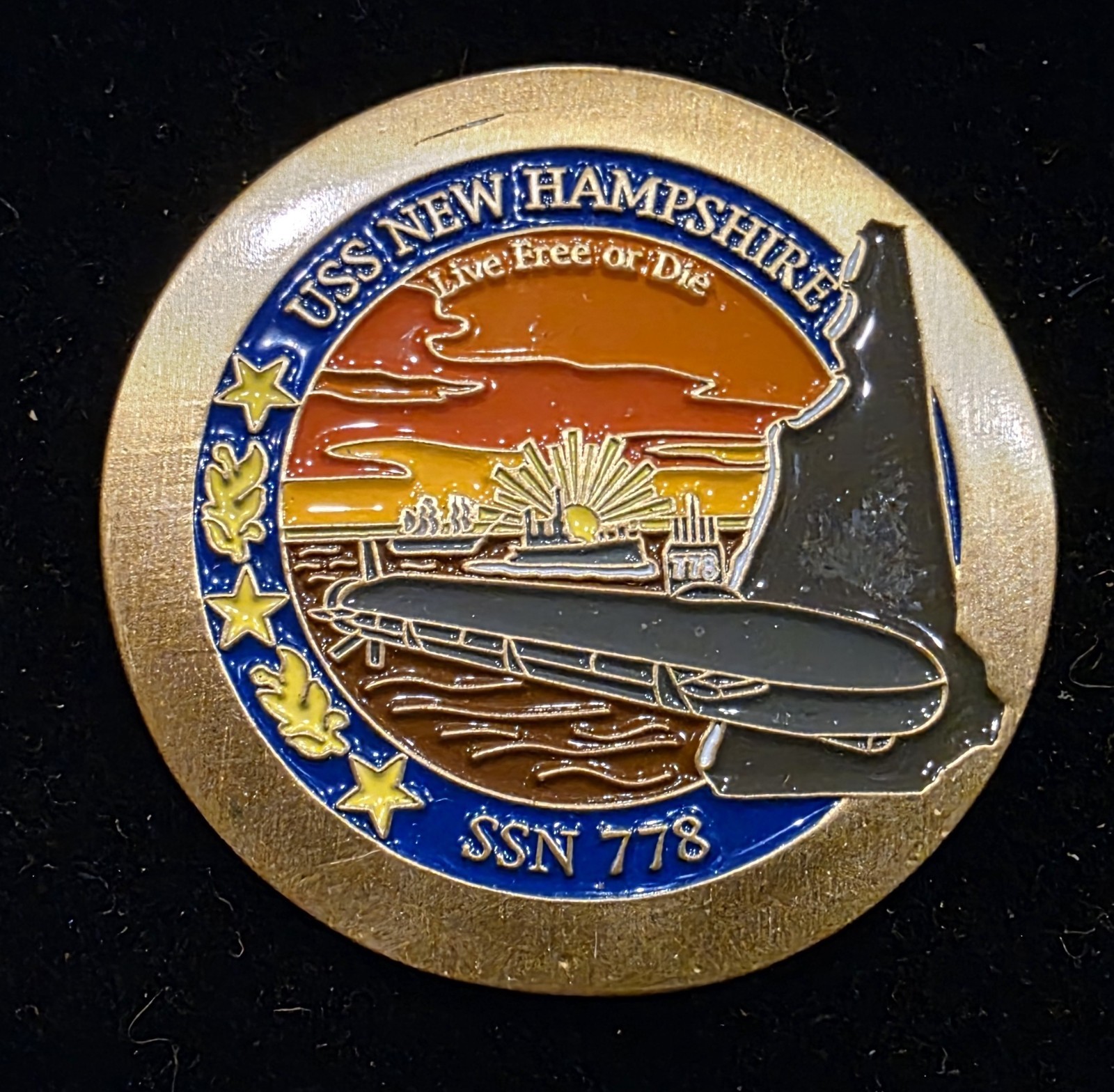 USS NEW HAMPSHIRE - SSN 778 - "Live Free or Die" - 1.5" Embossed - 41A