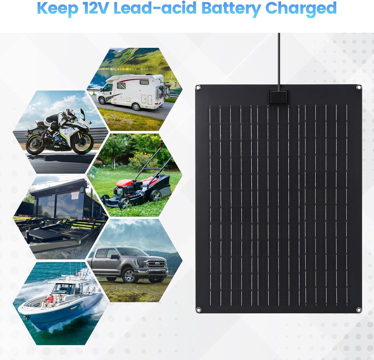 Solar Battery Charger Maintainer, 20W Solar Panel Kit for Dump Trailer Built-In