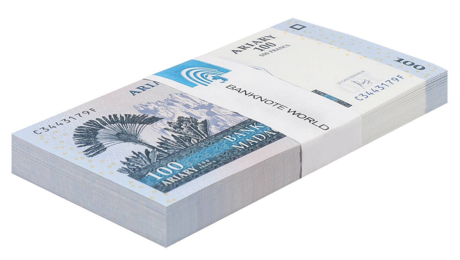 Madagascar 100 Ariary, 2004, P-86c, UNC X 100 PCS Bundle Pack