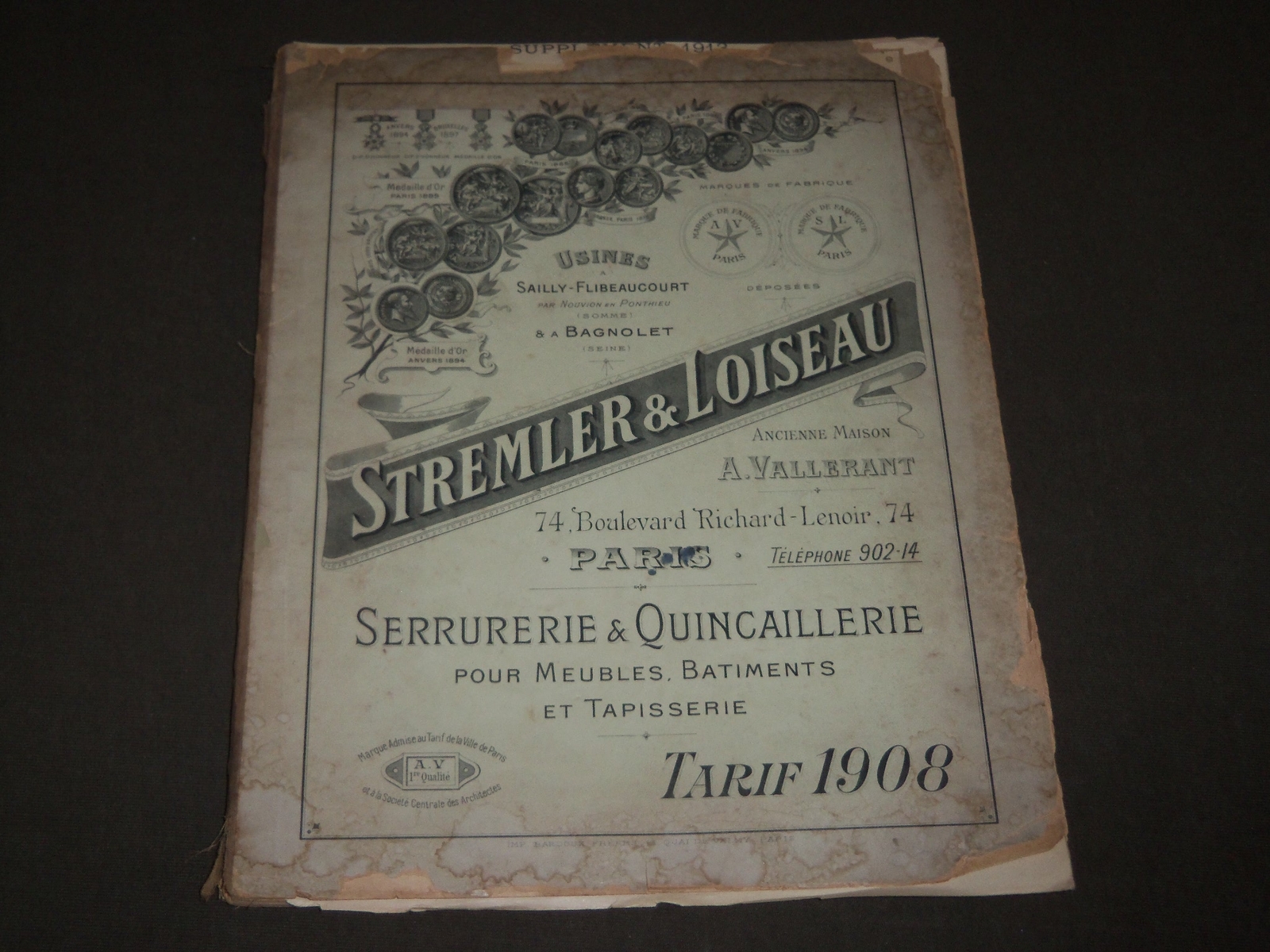 1908 STEMLER & LOISEAU USINES SERRURERIE QUINCAILLERIE FRENCH CATALOGUE - FR 498