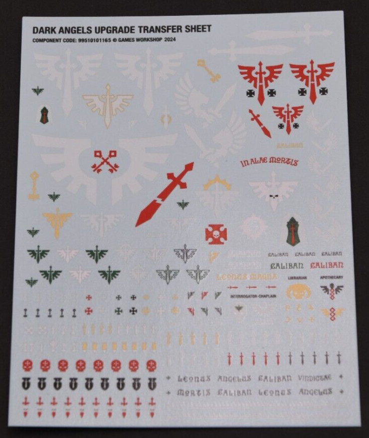 Warhammer 40k Dark Angels Deathwing/RavenwingTransfer Sheet 2024 Version