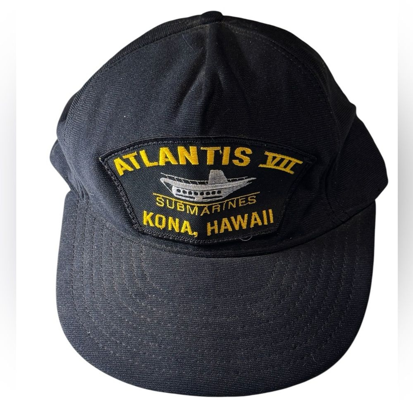Vintage Navy Blue Atlantis VII Submarines Kona Hawaii SURF SnapBack Baseball Hat