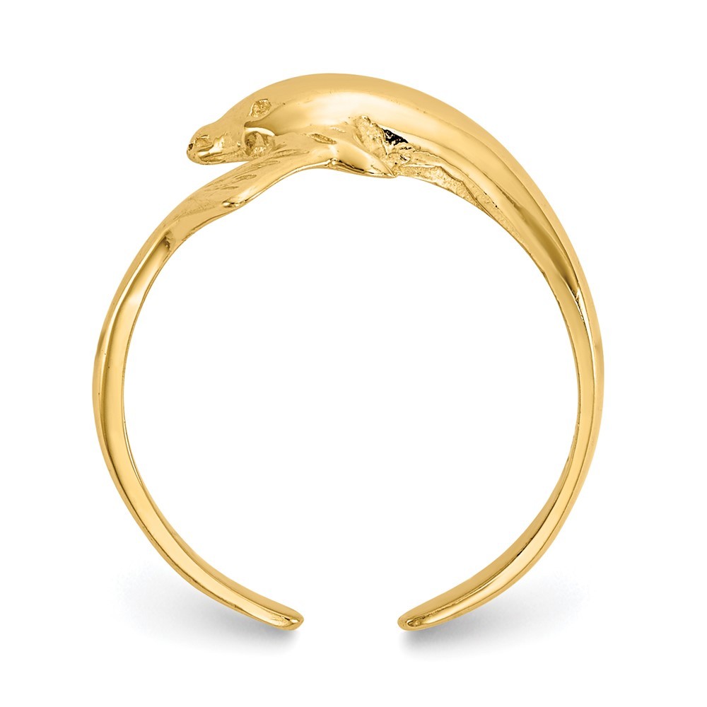 14k Yellow Gold Dolphin Shape Adjustable Toe Ring