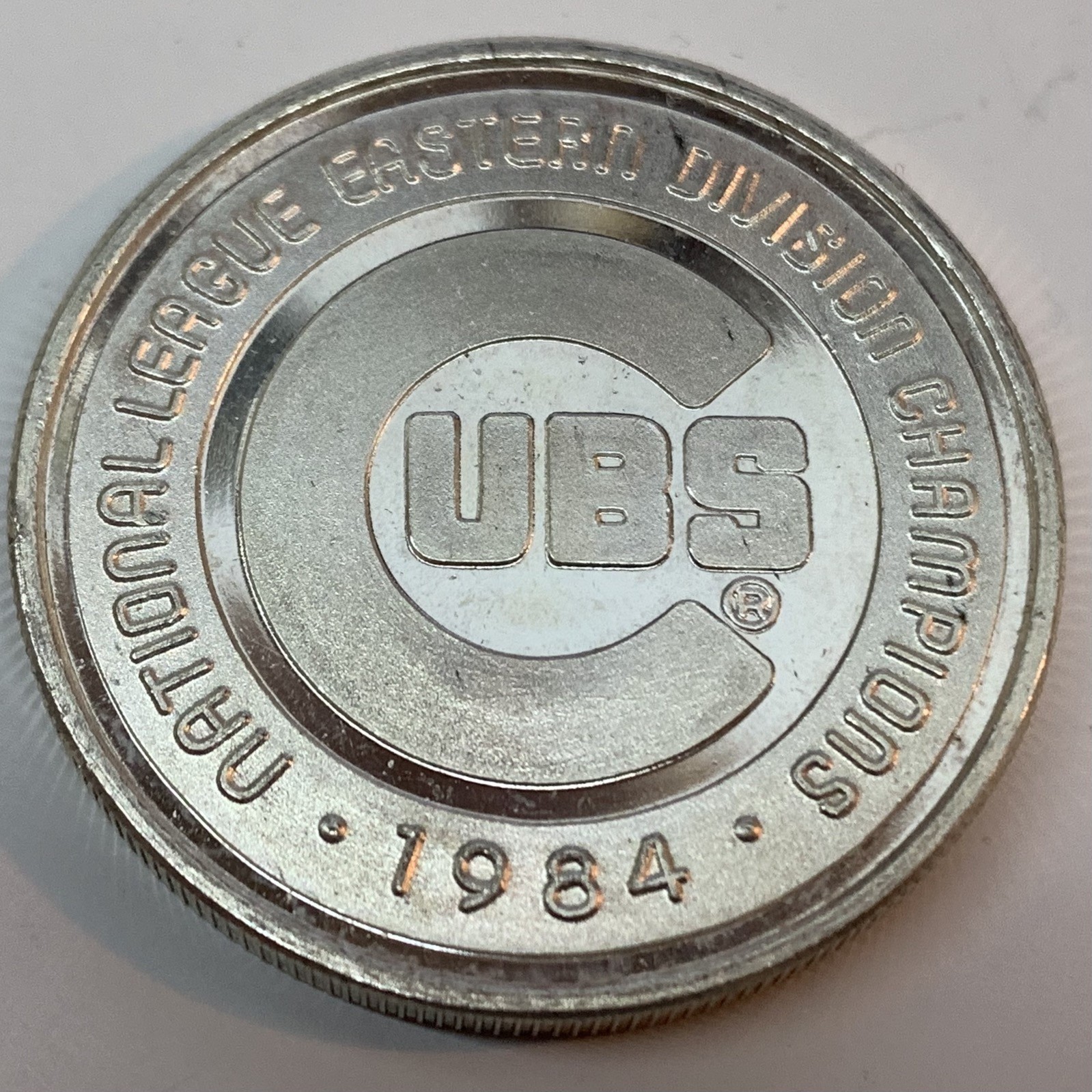 Cubs National League Eastern Division Champions 1984,1 tr oz .999 Silver Art Rd
