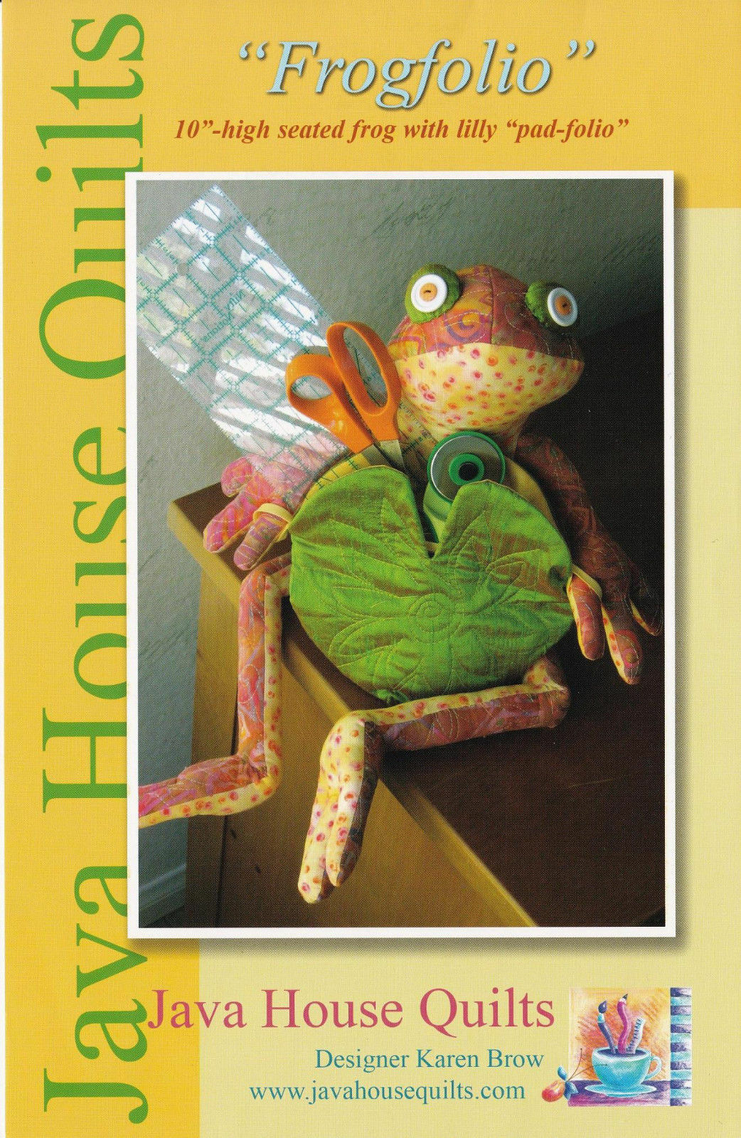 Java House Quilts Pattern~FROG~Frogfolio~10" HIGH Seated~Notion Holder/Organizer