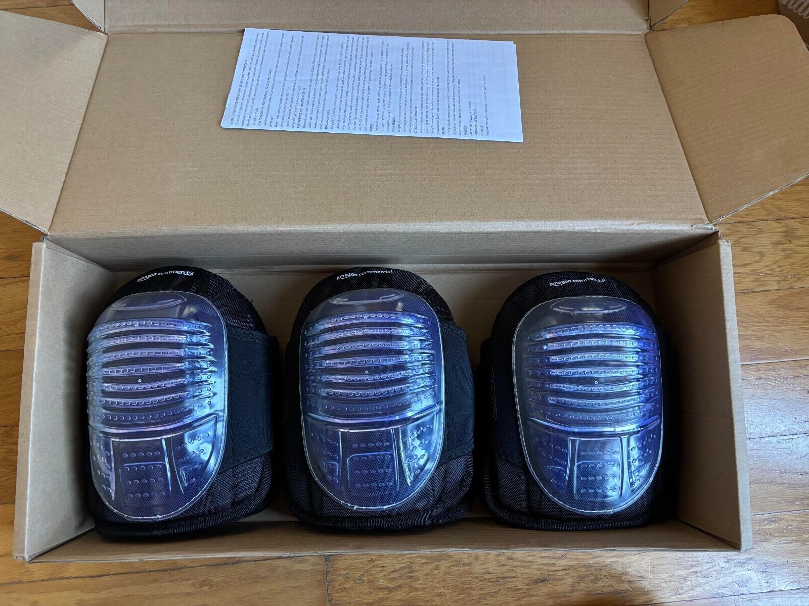 Lof 3 Amazon Commercial Hard Cap Gel Knee Pads Brand New Never Worn 10.5"