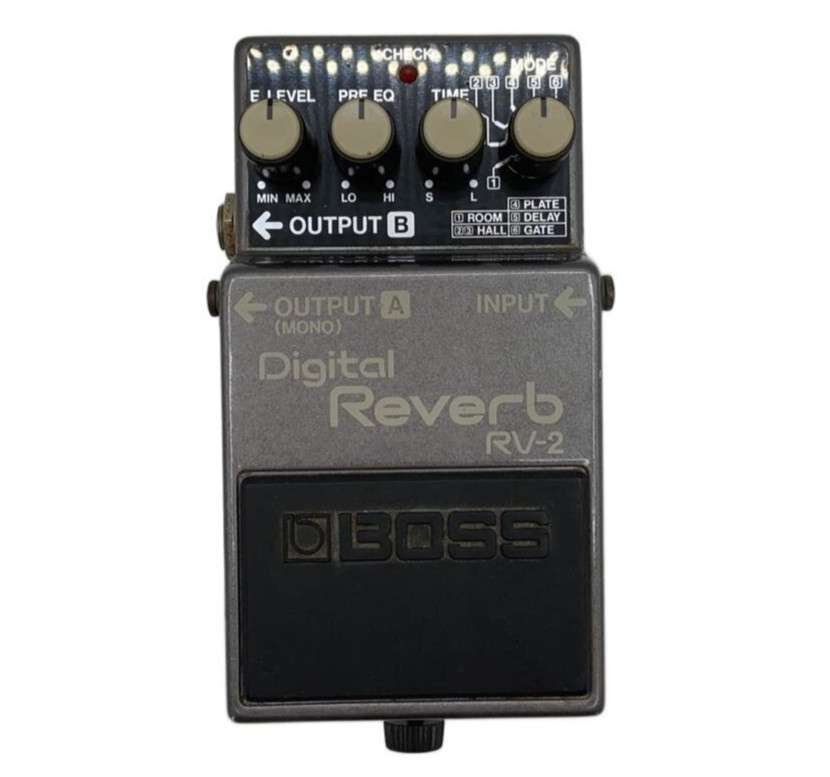 BOSS RV-2 Digital Reverb Guitar Effects Pedal Gray Vintage Japan Tested
